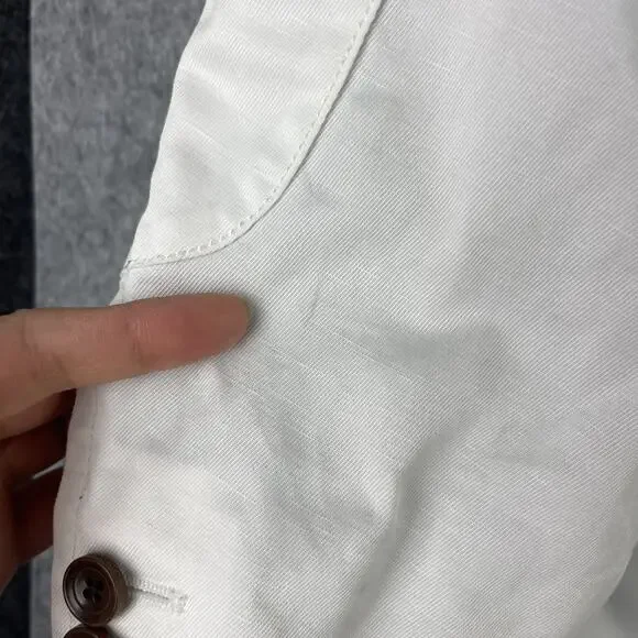 Victorinox Jacket Blazer Mens 42 White Linen Blend Utility Nautical Elbow Patch